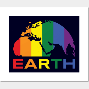 Planet Earth Rainbow Colours Posters and Art